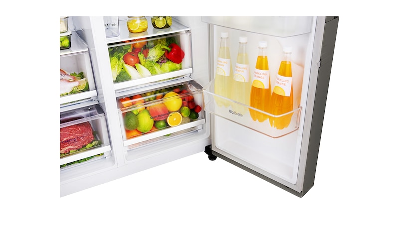 LG Side-by-Side mit Door-in-Door® |  Eis-, Crushed Ice- und Wasserspender  | 606 Liter Kapazität | Energieeffizienzklasse F | Interner Wassertank 4L | Dark Graphite | GSJ361DIDV , GSJ361DIDV